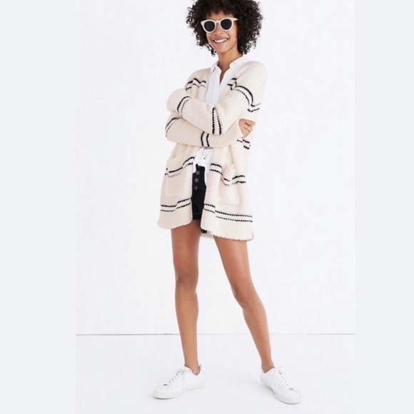 Madewell Sweaters - Madewell Striped Boucle’ Cardigan Size Medium